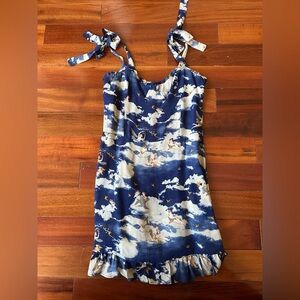 Reformation Blue and Cream Cloud Print Dress